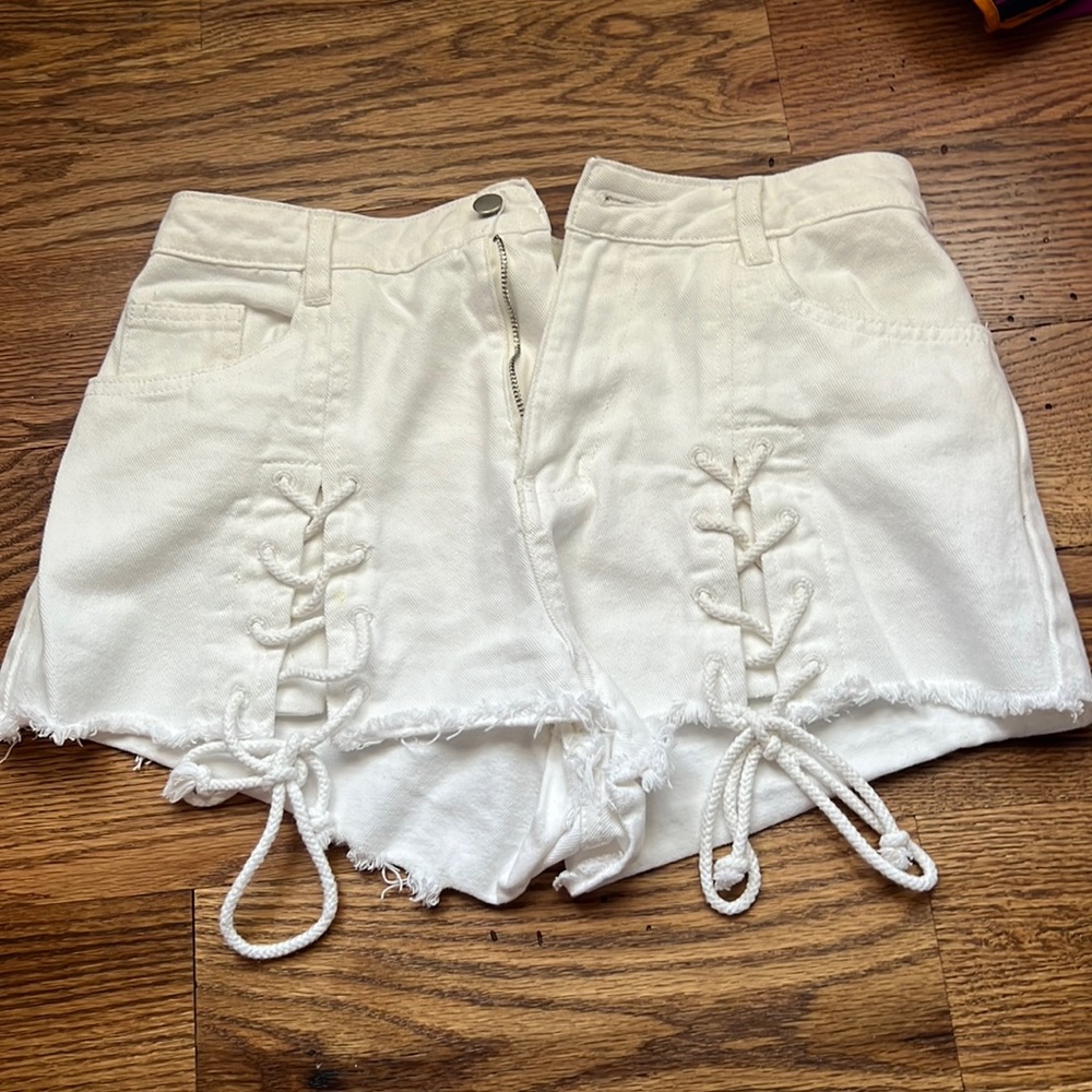 White jean shorts